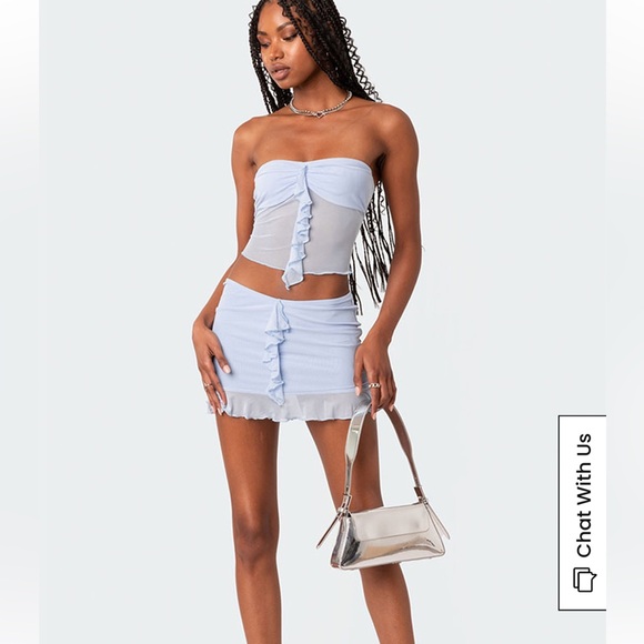 Edikted Light Blue Ruffled Skirt Set - Picture 3 of 5